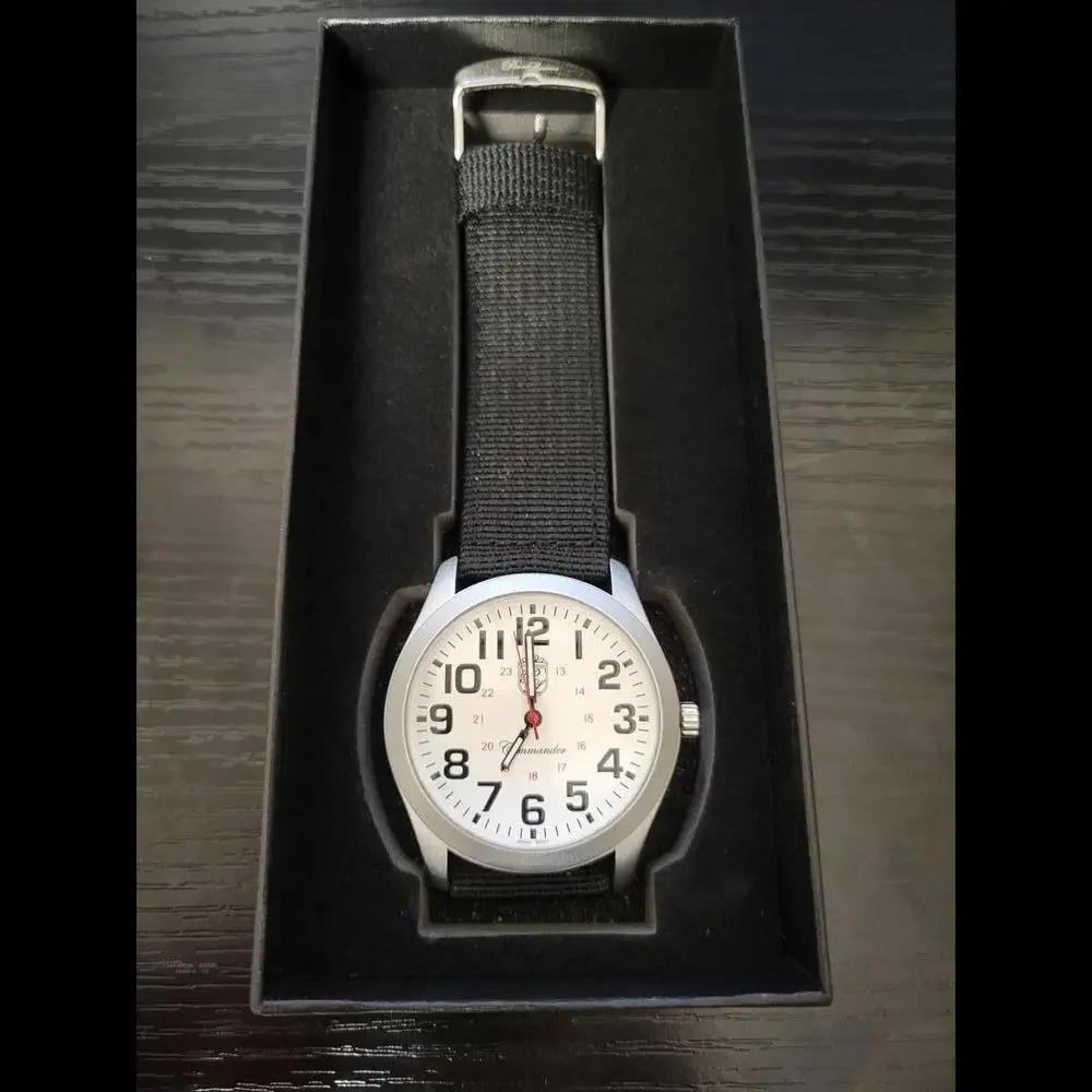 NEW Pierre Lucerne Commander WW2 Style Aviator Navy Men's Watch‎